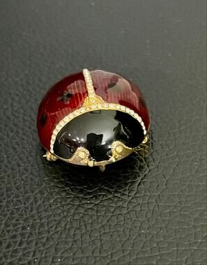 Vintage MMA CMA MET Sterling Silver Vermeil Enamel Ladybug Brooch Pin Pendant